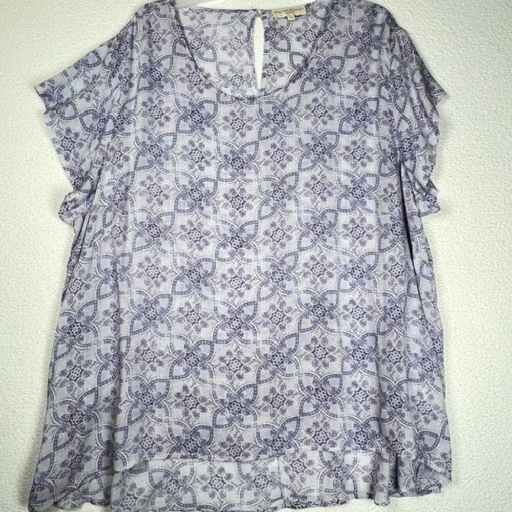 Cynthia Rowley Womens Flutter Short Sleeve Top Plus Size 2X